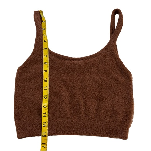 Carbon 38 Fuzzy Matching Crop Top and Pants Set M Brown - Picture 12 of 16